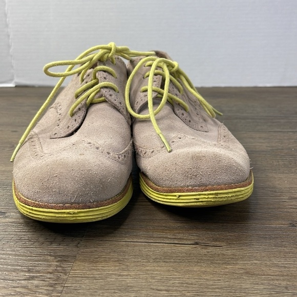 Cole Haan Lunargrand Women Brown Tan Lime Wingtip Oxford Shoes Size 9 1/2 - Picture 5 of 12